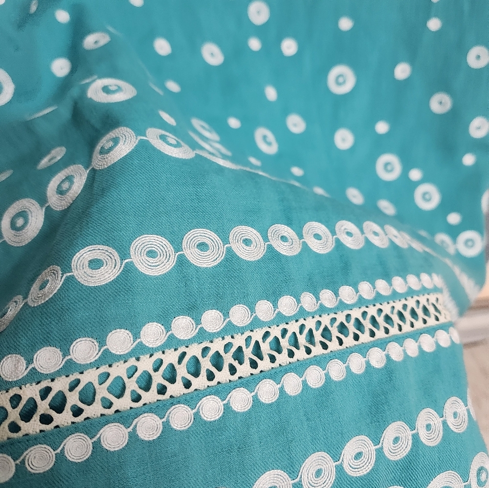 Tommy Bahama Turquoise Green Blue White Polka Dot Shift Dress Womans Small - Picture 4 of 6